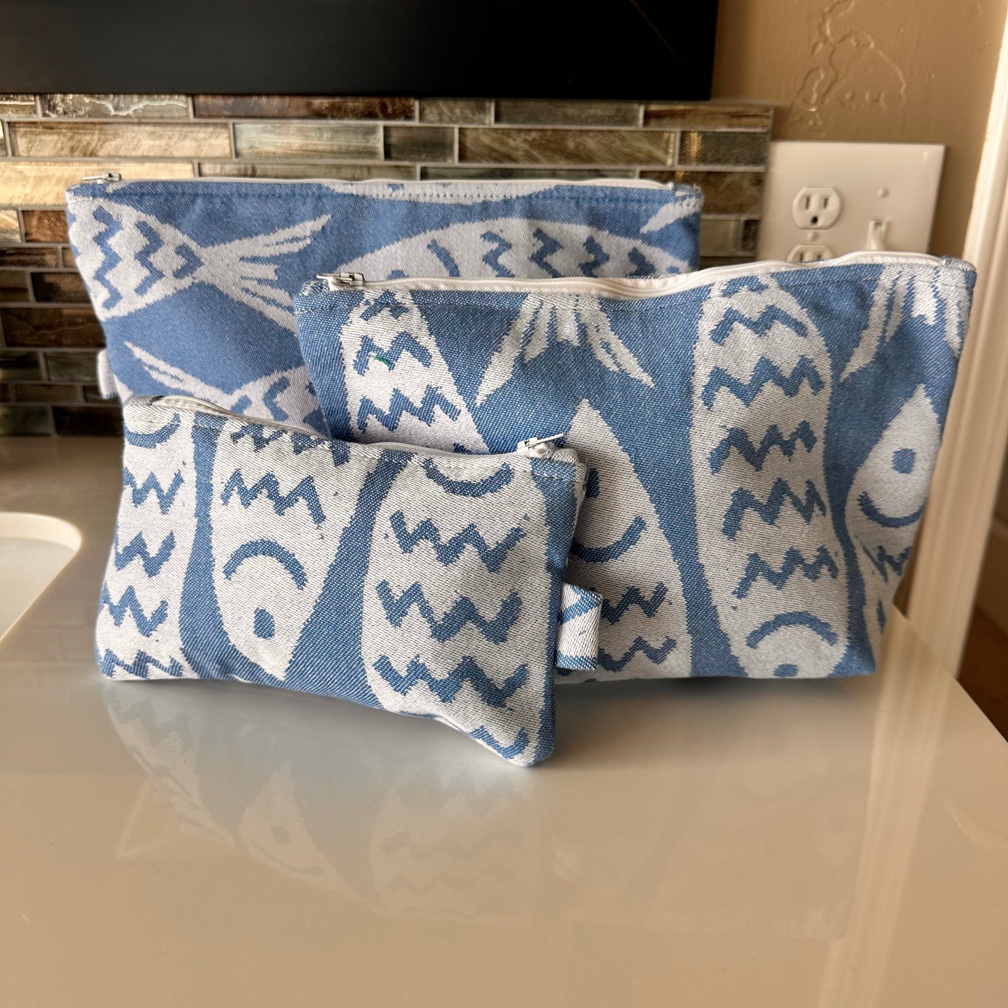 Blue Fish Zipper Bags