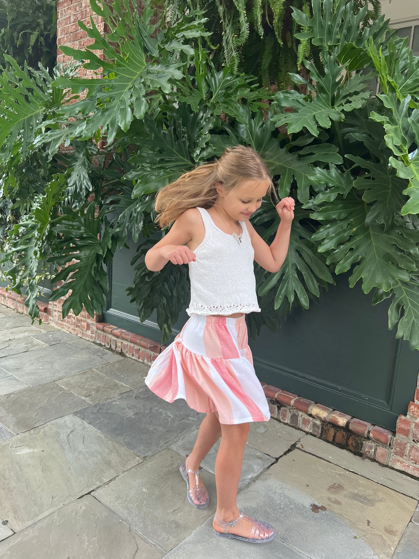 Girl's Greta Skirt in Tan Lines