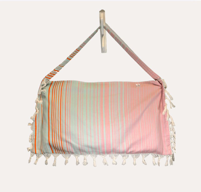 Make It Mine Isle of Palms Pink & Aqua Striped Bag