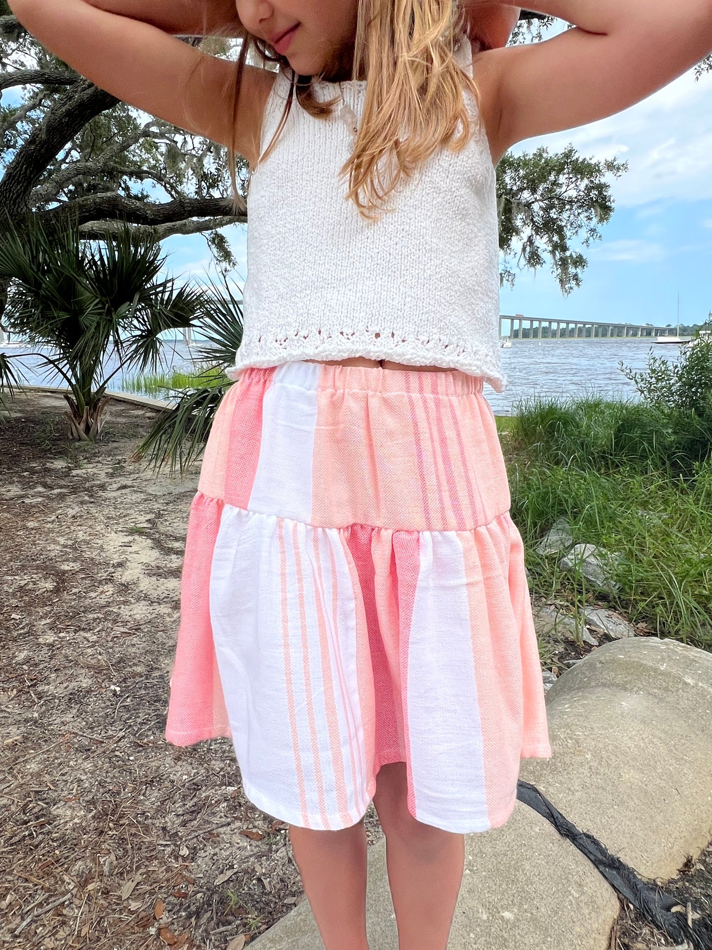 Girl's Greta Skirt in Tan Lines