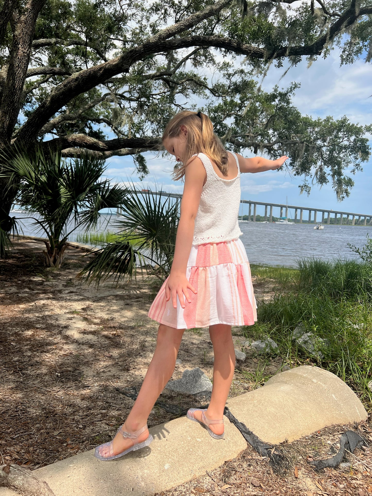 Girl's Greta Skirt in Tan Lines