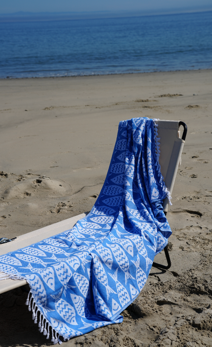 Blue Fish Turkish Towel