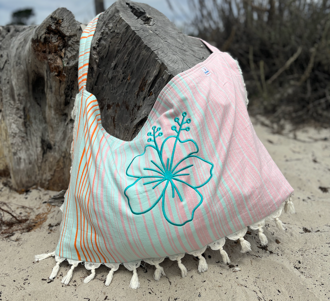 Beachable 3 in 1 Embroidered Turkish Cotton Tote
