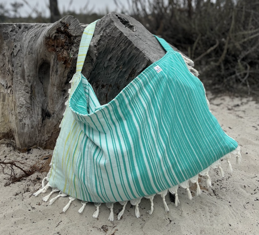 Beachable 3 in 1 Striped Turkish Cotton Tote