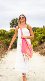 Make It Mine Folly Pink & Yellow Striped Beachable Bag