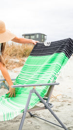 Make It Mine Kiawah Green & Black Striped Beachable Bag