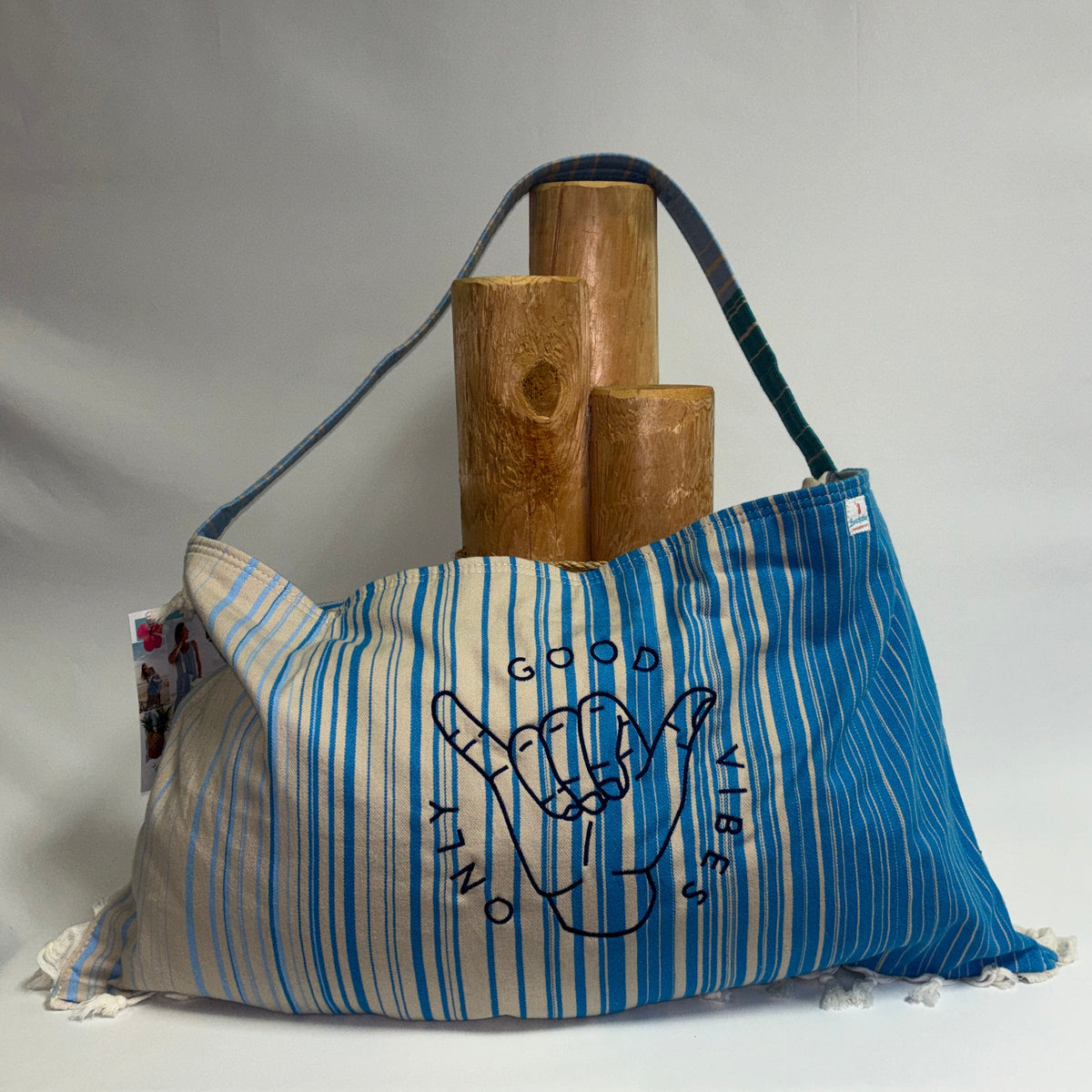 Clearance 3 in 1 Beachable Bag  - Ocean Bag with Good Vibes Only Embroidery