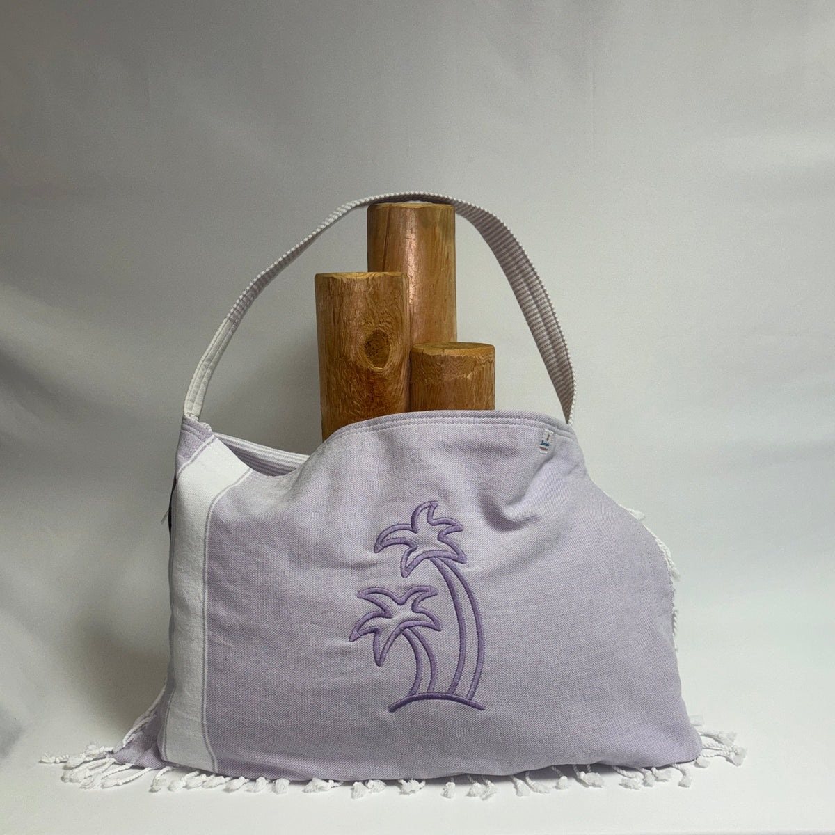Clearance 3 in 1 Beachable Bag  - Lavendar Mist Bag with Palm Tree Embroidery