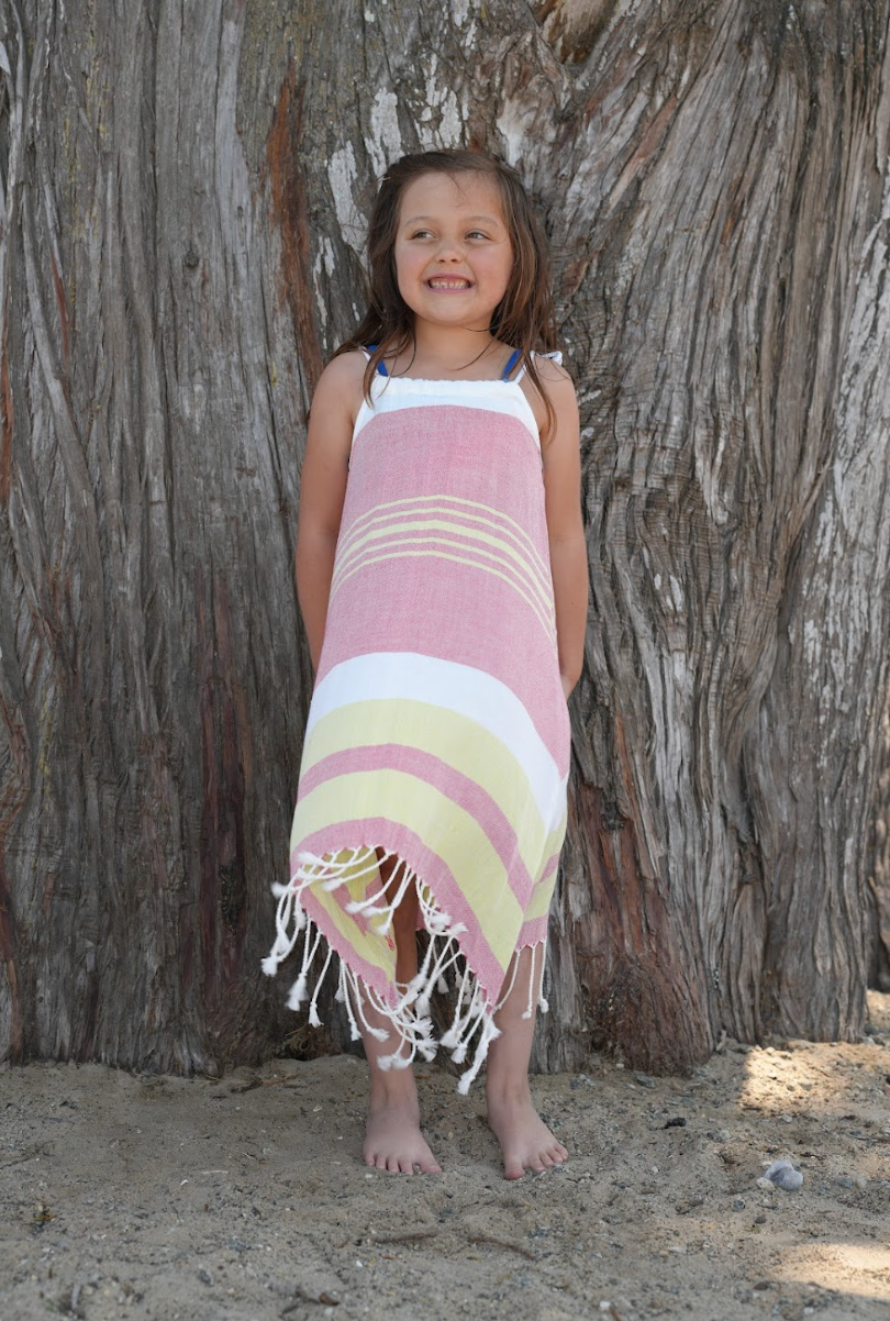 Girls Skipper Dress in Strawberry Margarita