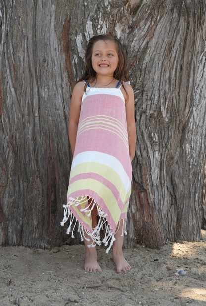 Girls Skipper Dress in Strawberry Margarita