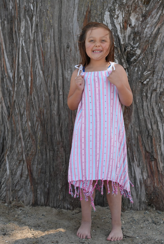 Girls Skipper Dress in Raspberry