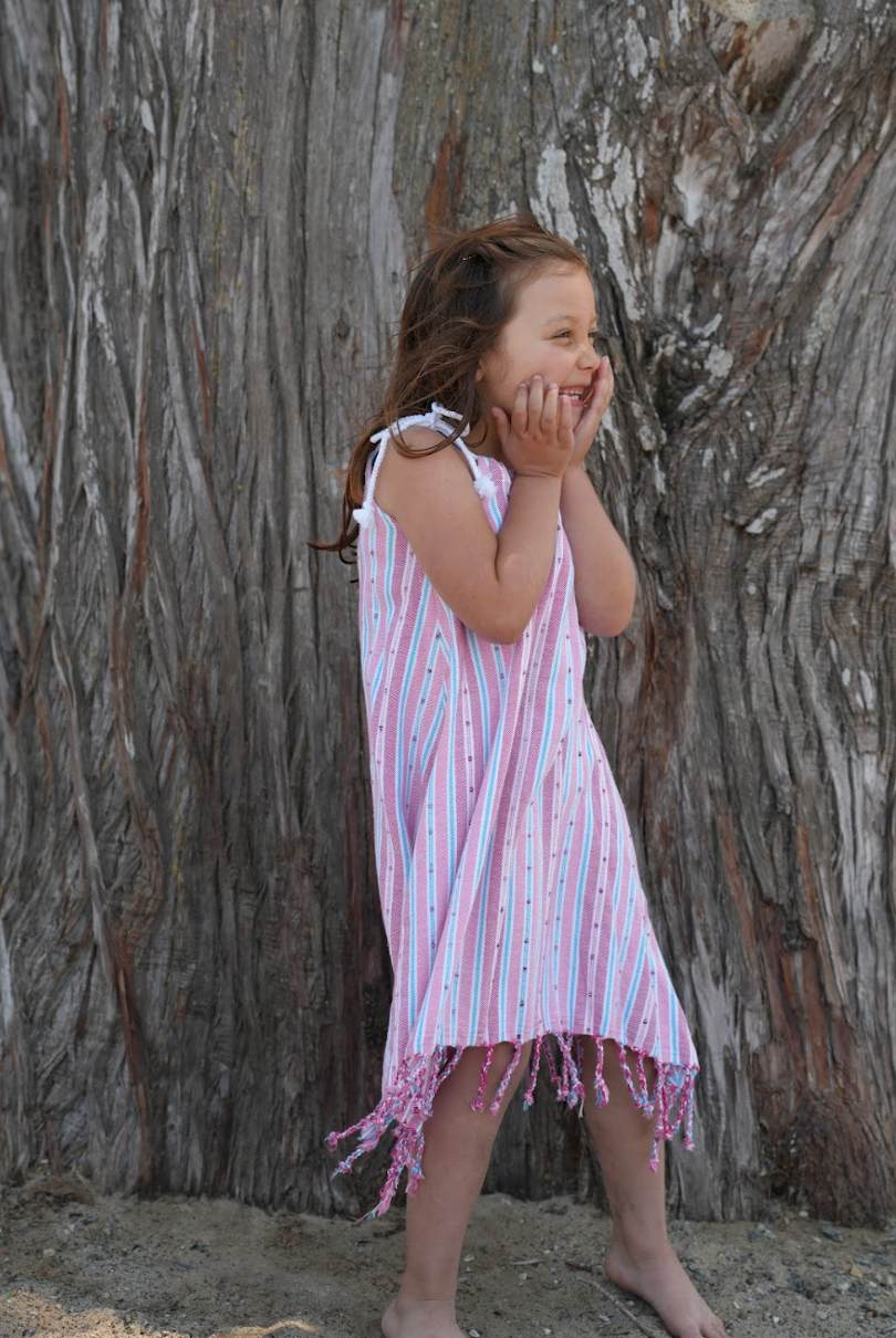 Girls Skipper Dress in Raspberry