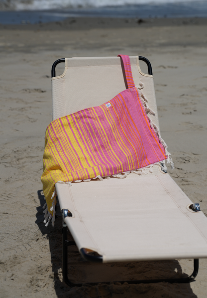 Folly Pink & Yellow Striped Bag