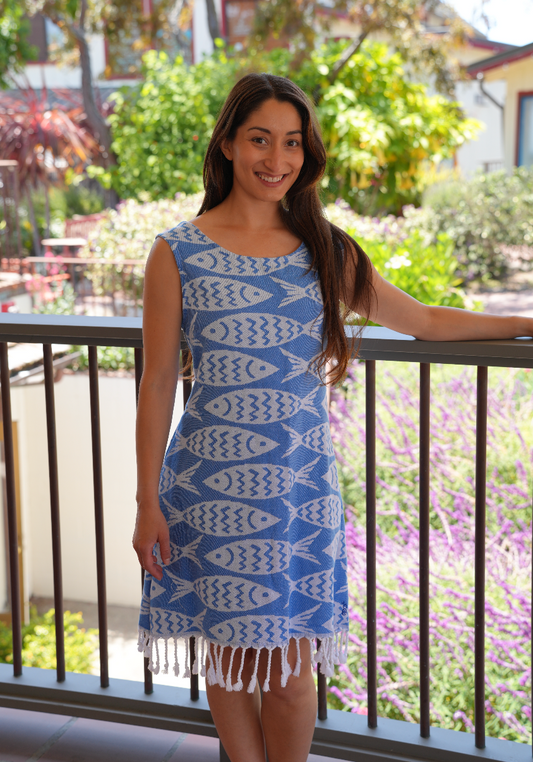 The Mixer Dress in Blue Fish