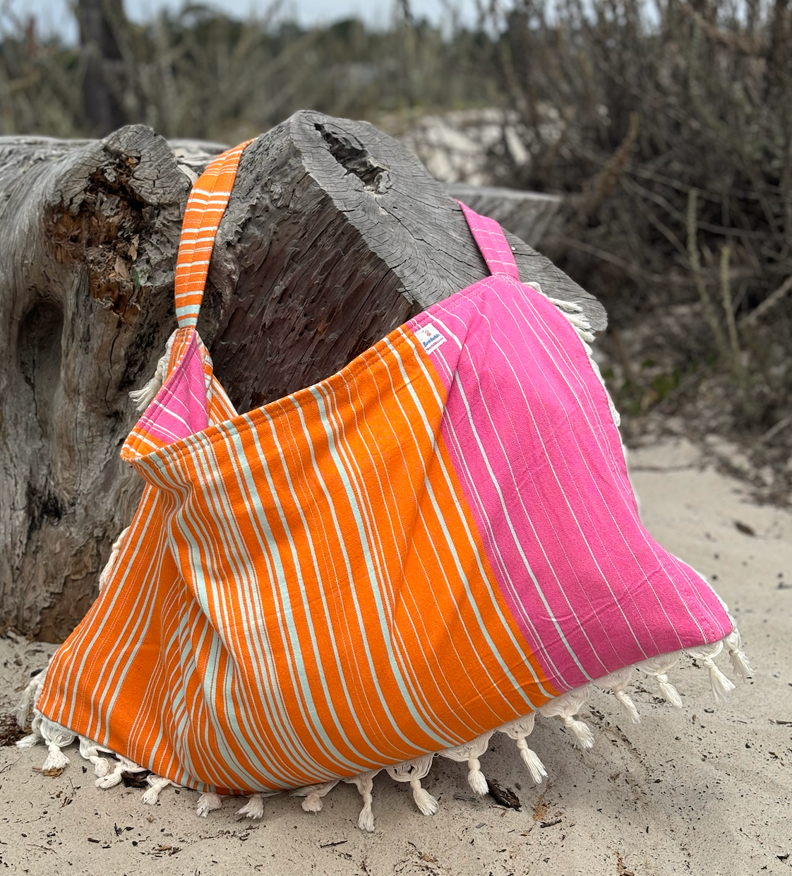 Isle of Palms Pink & Orange Striped Bag