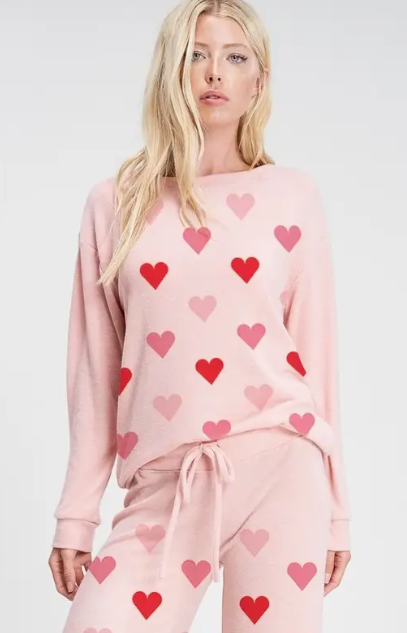 Heart All Over Soft Brushed Loungewear Set