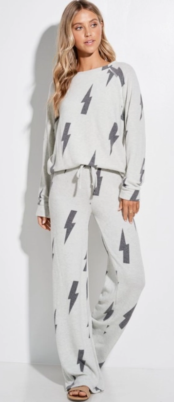 Lightning Print Brushed Soft Lounge Wear Sets