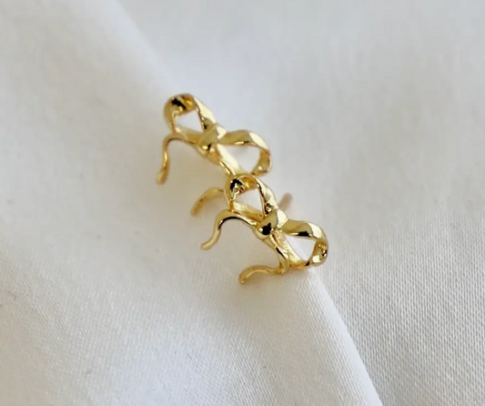 Golden Bow Studded Earrings