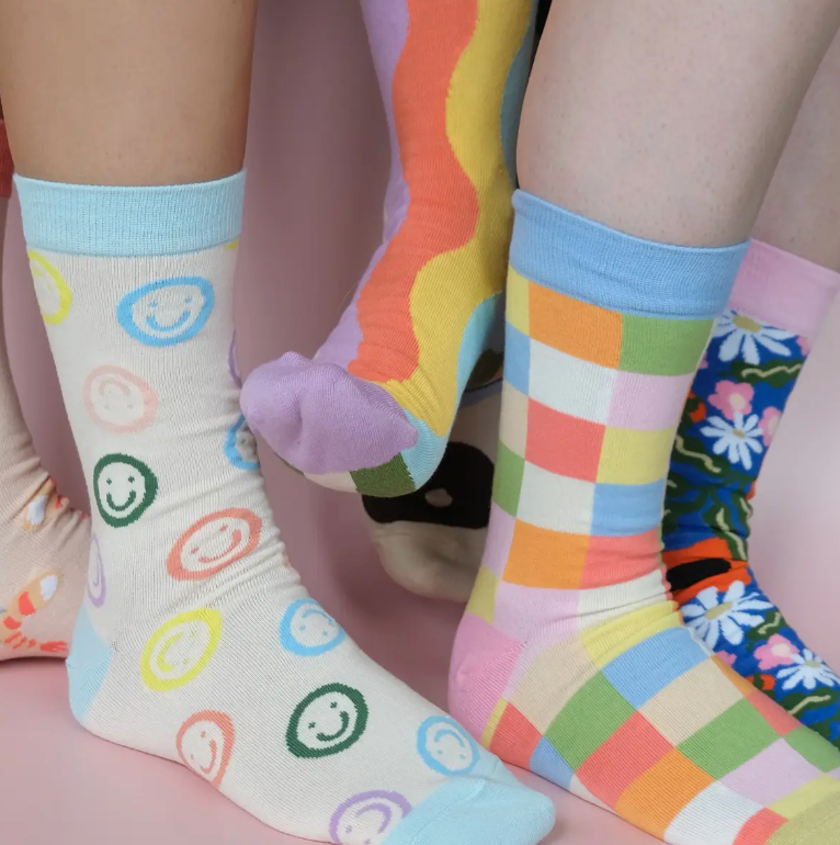 Rainbow Waves Crew Socks