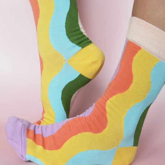 Rainbow Waves Crew Socks