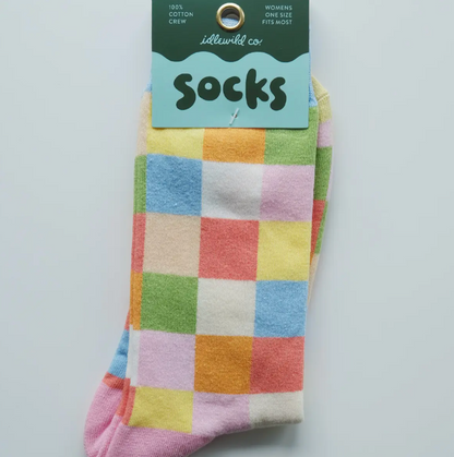 Rainbow Check Crew Socks