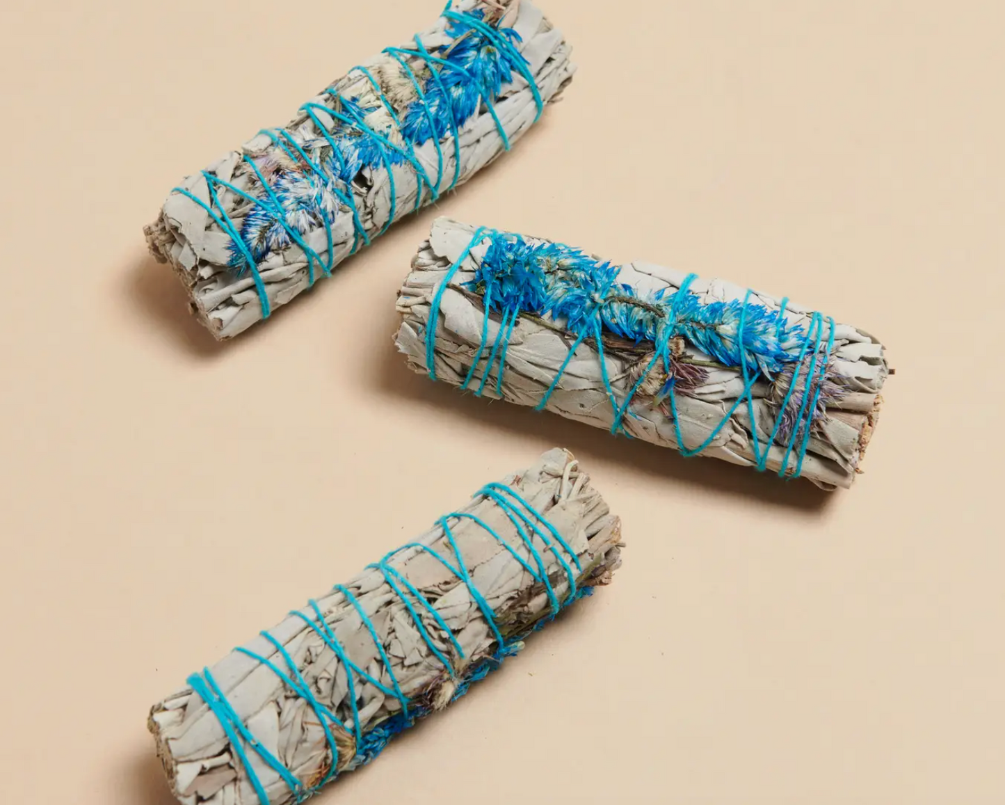 White Sage + Blue Floral Smudge Wand