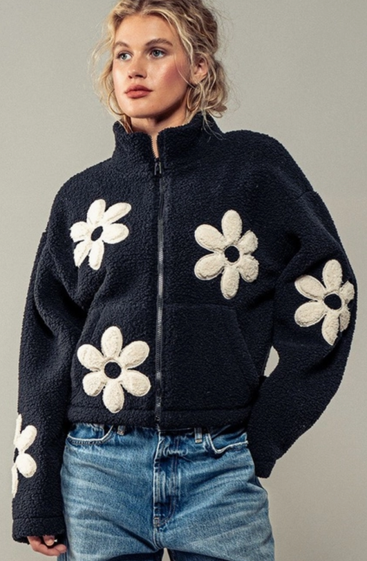 Floral Box Knit Jacket