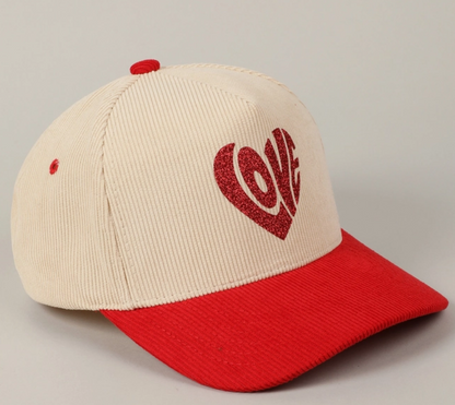 Heart Love Glitter Corduroy Cap